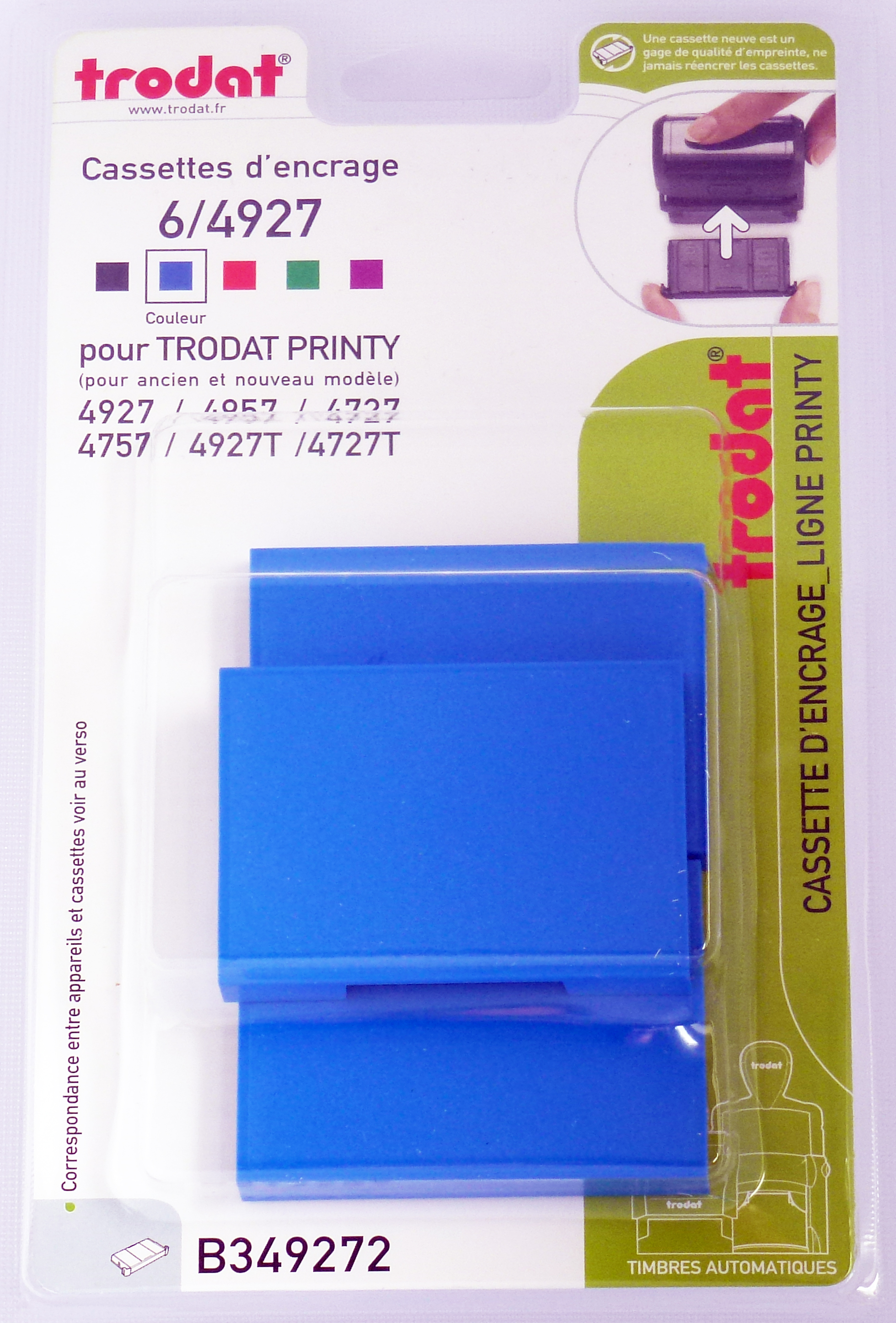 Trodat - 3 Encriers 6/4927 recharges pour tampon Printy 4927/4727/4957 - bleu