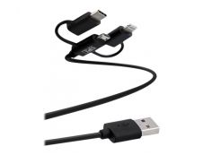 T'nB 3 IN 1 - câble de charge et de synchronisation USB/Micro USB - USB Type-C - Lightning - 1.5 m - noir