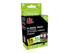 Cartouche compatible HP 305XL - pack de 2 - noir, cyan, magenta, jaune - Uprint H-305XL 