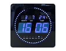 Unilux - Horloge Flo - carrée LED bleue - 28 cm - noir