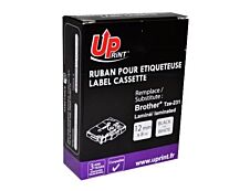 Uprint - Ruban d'étiquettes auto-adhésives pour Brother TZe231 - 1 rouleau (12 mm x 8 m) - fond blanc écriture noire