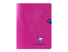 Clairefontaine Mimesys - Cahier polypro 17 x 22 cm - 96 pages - grands carreaux (Seyes) - rose