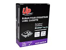 UPrint - Ruban d'étiquettes auto-adhésives pour Brother TZe131 - 1 rouleau (12 mm x 8 m) - fond transparent écriture noire