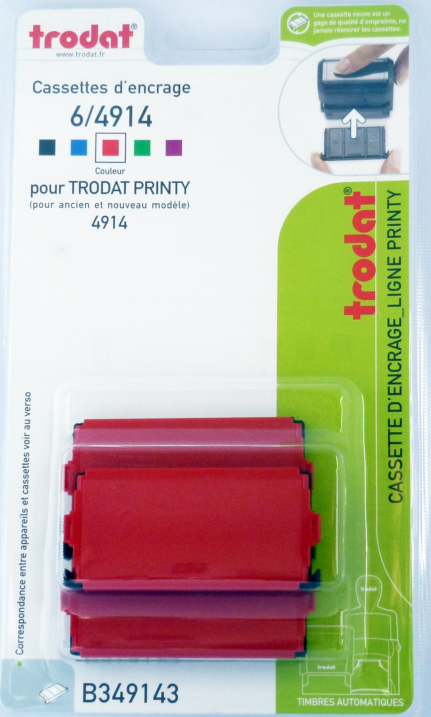 Trodat - 3 Encriers 6/4914 recharges pour tampon Printy 4914 - rouge