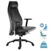 Fauteuil de bureau GOXOA - accoudoirs réglables - appui-tête intégré - cuir noir