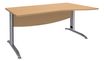 Bureau droit IDRA - Vague à droite - L140 cm - Pieds alu - Plateau imitation Hêtre