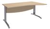 Bureau droit IDRA - Vague à droite - L160 cm - Pieds alu - plateau imitation Chêne