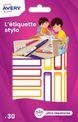 Avery - 30 Étiquettes adhésives pour stylos - 50 x 10 mm - jaune/orange