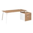 Bureau XENON avec bloc de rangement 2 tiroirs - 190 cm - Pieds métal - Merisier italien