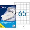 Apli Agipa - 6500 Étiquettes adhésives blanches multi-usages - 38 x 21,2 mm - coins droits - réf 118990