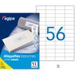 Apli Agipa - 5600 Étiquettes adhésives blanches multi-usages - 52,5 x 21,2 mm - coins droits - réf 118992