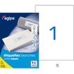 Apli Agipa - 100 Étiquettes adhésives blanches multi-usages - 210 x 297 mm - coins droits - réf 119004