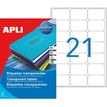 Apli Agipa - 420 Étiquettes transparentes impression laser - 63,5 x 38,1 mm - coins arrondis - réf 119027