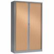0403000547672-Armoire haute monobloc à rideaux - 198x120x45cm - gris/merisier-P_300054767_1-0