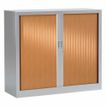 0403000547696-Armoire basse monobloc à rideaux - 105x120x45cm - Gris/merisier--0
