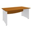 Bureau droit DUAL - L180 - Pieds blanc - plateau imitation Merisier