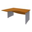 Bureau compact à gauche DUAL - L160 cm - Pieds alu - plateau imitation Merisier (Pieds de renfort ou caisson bout de bureau obligatoire à rajouter - non inclus)