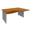 Bureau compact à droite DUAL - L180 cm - Pieds alu - plateau imitation Merisier (Pieds de renfort ou caisson bout de bureau obligatoire à rajouter - non inclus)