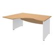 3253310175570-Bureau compact à gauche DUAL - L180 cm - Pieds blanc - plateau imitation Hêtre (Pieds de renfort ou caisson bout de bureau obligat-P_400009100_1-0