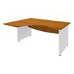 Bureau compact à gauche DUAL - L180 cm - Pieds blanc - plateau imitation Merisier (Pieds de renfort ou caisson bout de bureau obligatoire à rajouter - non inclus)