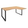 Bureau compact LOFTER - L180 cm - Retour à droite - Plateau imitation Hêtre - pied Carbone - (pied de renfort obligatoire à rajouter - non inclus)