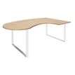 0404000123613-Bureau LOFTER Manager arrondi -  retour à droite - L200 cm - Plateau imitation chêne clair - Pied blanc (Pieds de renfort obligat-P_400012361_1-0