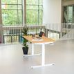 Bureau électrique UGO - L140x80cm - pieds blancs - plateau imitation chêne Stone