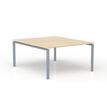 Bureau Bench CONECT - L180 x P165 cm - plateau imitation chêne clair - pieds gris