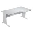 Bureau compact Trend - L160 cm - retour à droite - pieds bois - plateau gris - (pied de renfort obligatoire à rajouter - non inclus)