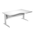 Bureau compact Trend - L160 cm - retour à droite - Pieds métals - plateau blanc - pied alu - (pied de renfort obligatoire à rajouter - non inclus)