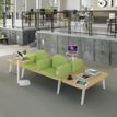 3253310179424-Banquette ILO - 2 places L172xP67cm -  blanc - structure noyer - tissu bleu guède-P_405134617_2-1
