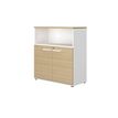 Rangement mi-haut CONNEXION - L80 x H109 x P45 - 2 portes - 1 étagère - 1 niche - Chêne/blanc