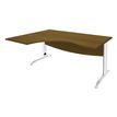 Bureau compact à gauche IDRA - L180 cm - Pied blanc - plateau imitation noyer (Pieds de renfort obligatoire à rajouter - non inclus)