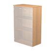 7331920002403-Bibliothèque mi-haute Trend - L80xP35xH120 cm - 2 portes en verre dépoli - imitation hê-P_405165850_1-0