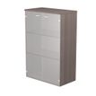 7331920002441-Bibliothèque mi-haute Trend - L80xP35xH120 cm - 2 portes en verre dépoli - imitation fr