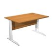 Bureau droit Trend - L140 - Pieds métals - plateau imitation aulne - pied blanc