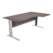 Bureau compact Trend - L160 cm - retour à droite - Pieds métals blanc - plateau gris - (pieds de renfort obligatoire à rajouter - non inclus)