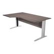 Bureau compact Trend - L160 cm - retour à gauche - Pieds métals blanc - plateau imitation frêne Toscan - (pieds de renfort obligatoire à rajouter - non inclus)