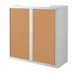 Armoire basse à rideaux EASY OFFICE - 110 x 104 x 41,5 cm - Corps et poignée blanc - Rideaux imitation hêtre