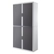 Armoire haute à rideaux EASY OFFICE - 110 x 204 x 41,5 cm - Corps blanc - Rideaux et poignée anthracite