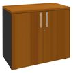Armoire basse IDRA/DUAL - H72 x L80 x P47 - 2 portes - Corps anthracite - Dessus et portes imitation Merisier