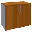 Armoire basse IDRA/DUAL - H72 x L80 x P47 - 2 portes - Corps alu - Dessus et portes imitation Merisier
