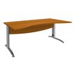 3253310150034-Bureau double vague symétrique IDRA - L180 cm - Pieds aluminium - plateau imitation Merisi-P_79408632_1-0