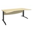 3253310150355-Bureau double vague symétrique IDRA - L180 cm - Pieds anthracite - plateau imitation Erabl-P_79408664_1-0