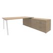 3253310163355-Bureau STEELY Manager - L180 x P100 x H72,5 cm - console retour à droite (2 tiroirs) L200 x P60 x H72,5 cm - pieds blanc - p-P_79432616_1-0
