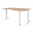 Bureau compact 90° à droite YES ! - 160 cm - Pieds ajustables blancs - Chêne