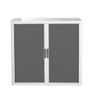 Armoire basse à rideaux EASY OFFICE - 110 x 104 x 41,5 cm - Corps blanc - Rideaux et poignée anthracite