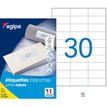 Apli Agipa - 3000 Étiquettes adhésives blanches multi-usages - 70 x 29,7 mm - coins droits - réf 118994