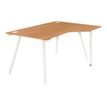 3483600495334-Bureau compact droit - SUNDAY - noyer - pieds trapèze-Angle gauche-0