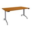 Table de réunion abattantes - L160 x P80 cm - pied alu - plateau imitation merisier